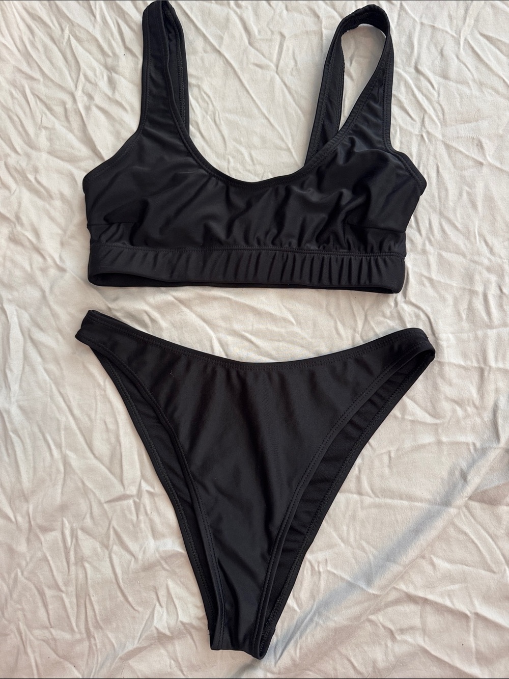 Nasty Gal Black Scoop-Neck Bikini Set